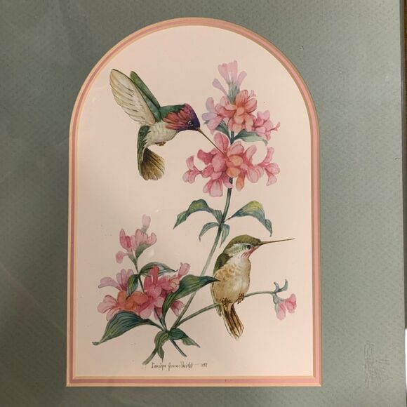 Hummingbirds Print Matted and Framed by Carolyn Shore Wright 16x13 - Picture 2 of 3
